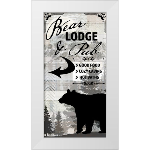 Blue Bear Lodge Sign 019 White Modern Wood Framed Art Print by LightBoxJournal