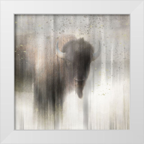 Antique Wildlife Buffalo White Modern Wood Framed Art Print by LightBoxJournal