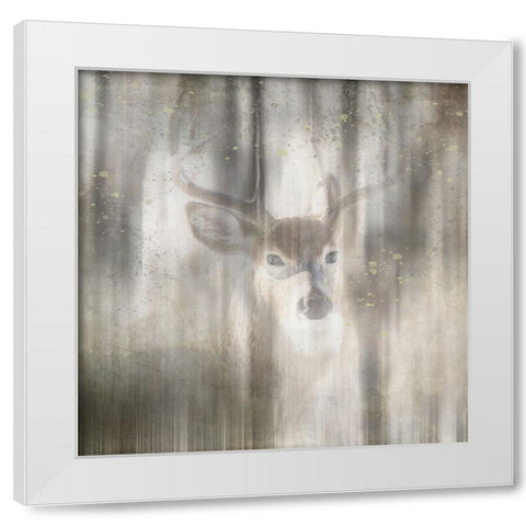 Antique Wildlife Deer 01 White Modern Wood Framed Art Print by LightBoxJournal
