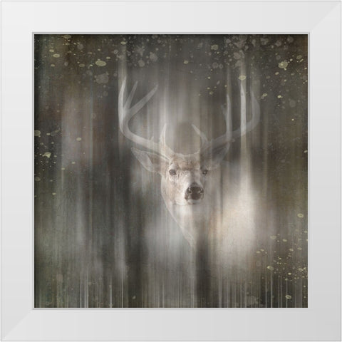Antique Wildlife Deer 02 White Modern Wood Framed Art Print by LightBoxJournal