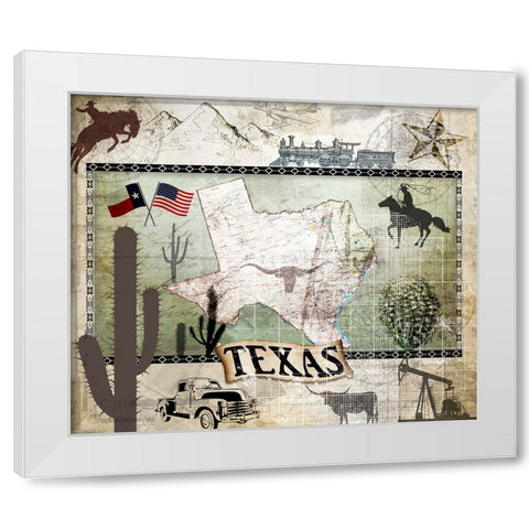 Vintage State Texas White Modern Wood Framed Art Print by LightBoxJournal
