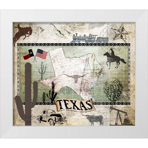 Vintage State Texas White Modern Wood Framed Art Print by LightBoxJournal