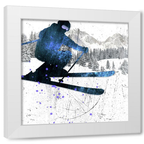 Extreme Skier 01 White Modern Wood Framed Art Print by LightBoxJournal