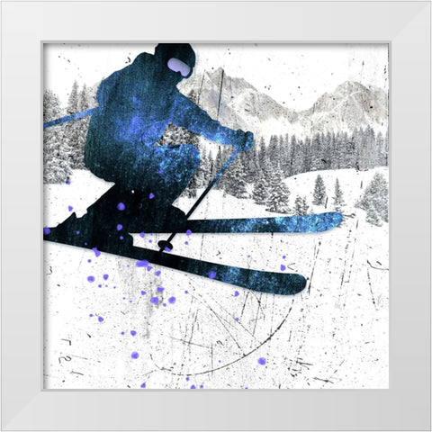 Extreme Skier 01 White Modern Wood Framed Art Print by LightBoxJournal