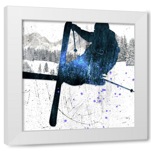 Extreme Skier 02 White Modern Wood Framed Art Print by LightBoxJournal
