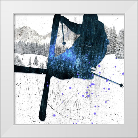 Extreme Skier 02 White Modern Wood Framed Art Print by LightBoxJournal