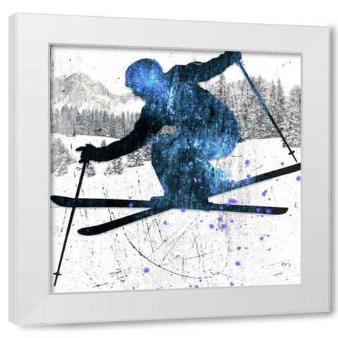 Extreme Skier 03 White Modern Wood Framed Art Print by LightBoxJournal