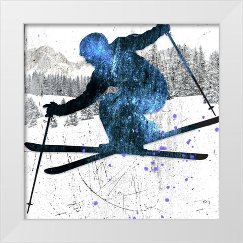 Extreme Skier 03 White Modern Wood Framed Art Print by LightBoxJournal