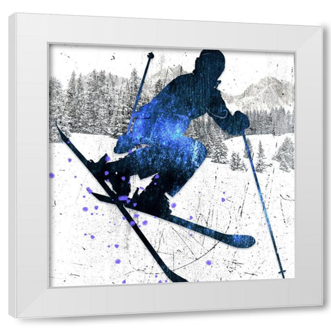 Extreme Skier 05 White Modern Wood Framed Art Print by LightBoxJournal