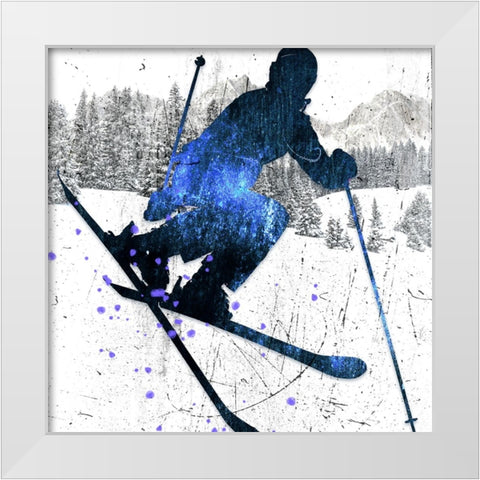 Extreme Skier 05 White Modern Wood Framed Art Print by LightBoxJournal