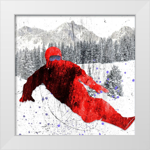 Extreme Snowboarder 02 White Modern Wood Framed Art Print by LightBoxJournal