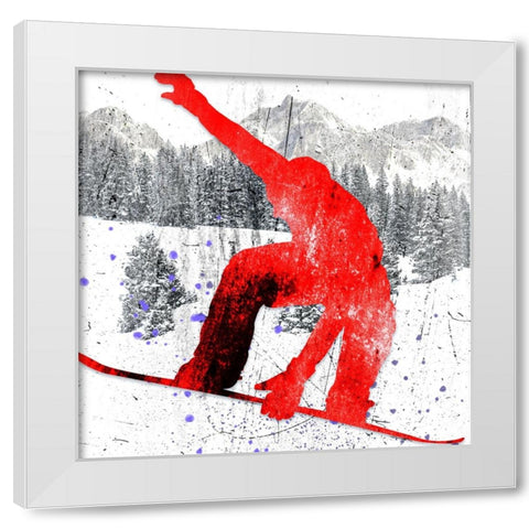 Extreme Snowboarder 04 White Modern Wood Framed Art Print by LightBoxJournal