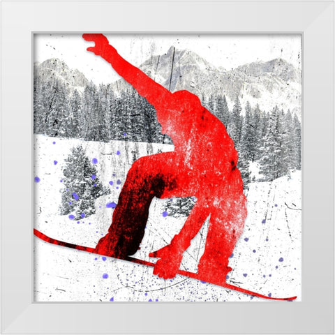 Extreme Snowboarder 04 White Modern Wood Framed Art Print by LightBoxJournal