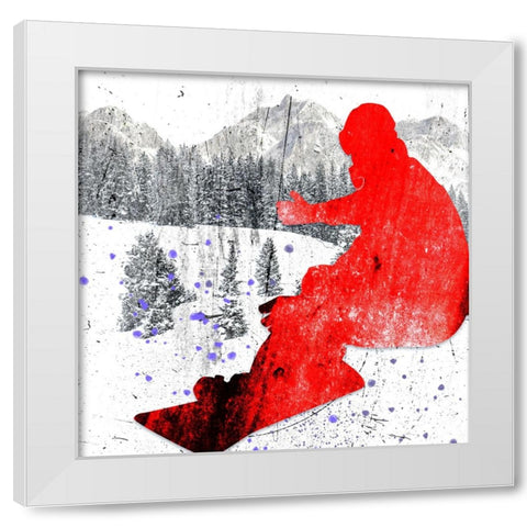 Extreme Snowboarder 06 White Modern Wood Framed Art Print by LightBoxJournal