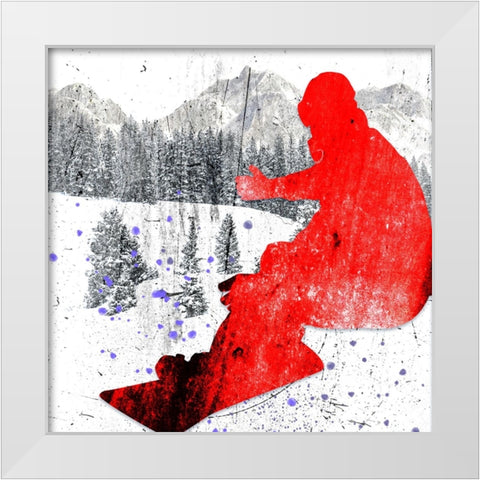 Extreme Snowboarder 06 White Modern Wood Framed Art Print by LightBoxJournal