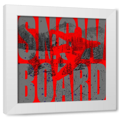 Extreme Snowboarder Word Collage Board White Modern Wood Framed Art Print by LightBoxJournal