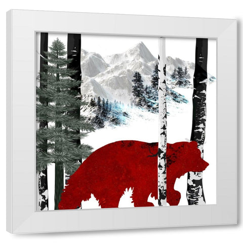 Winter Bear White Modern Wood Framed Art Print by LightBoxJournal