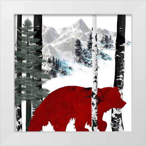 Winter Bear White Modern Wood Framed Art Print by LightBoxJournal