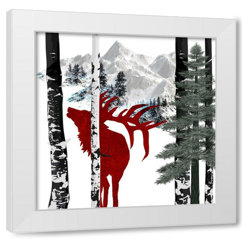 Winter Elk White Modern Wood Framed Art Print by LightBoxJournal