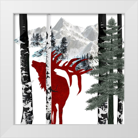 Winter Elk White Modern Wood Framed Art Print by LightBoxJournal