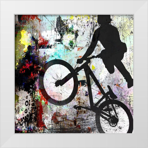 Extreme BMX 2 White Modern Wood Framed Art Print by LightBoxJournal