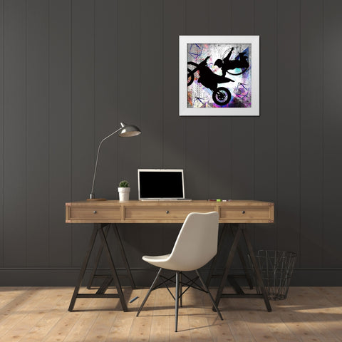 Extreme Motocross 3 White Modern Wood Framed Art Print by LightBoxJournal