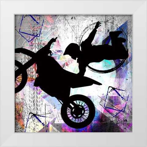 Extreme Motocross 3 White Modern Wood Framed Art Print by LightBoxJournal