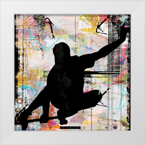 Extreme Skate Boarder 3 White Modern Wood Framed Art Print by LightBoxJournal