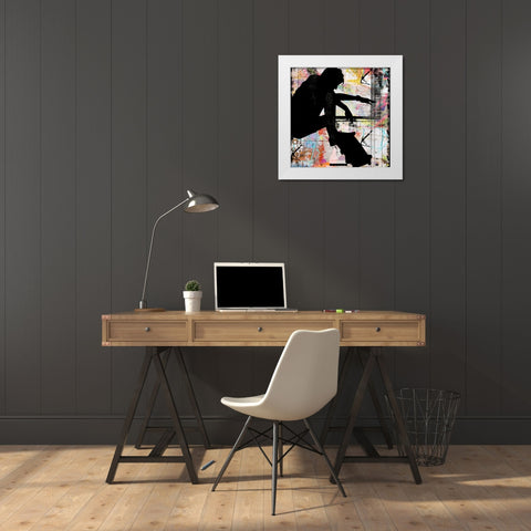 Extreme Skate Boarder 4 White Modern Wood Framed Art Print by LightBoxJournal