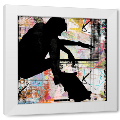 Extreme Skate Boarder 4 White Modern Wood Framed Art Print by LightBoxJournal