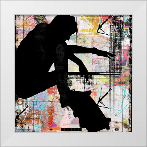 Extreme Skate Boarder 4 White Modern Wood Framed Art Print by LightBoxJournal