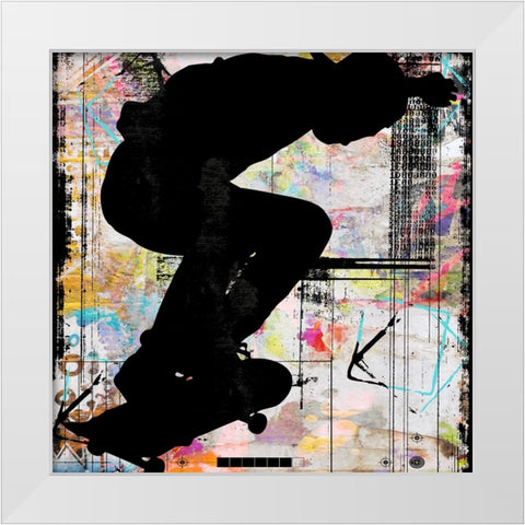 Extreme Skate Boarder 5 White Modern Wood Framed Art Print by LightBoxJournal