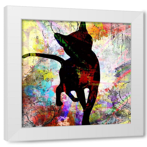 Playful Kitty 1 White Modern Wood Framed Art Print by LightBoxJournal