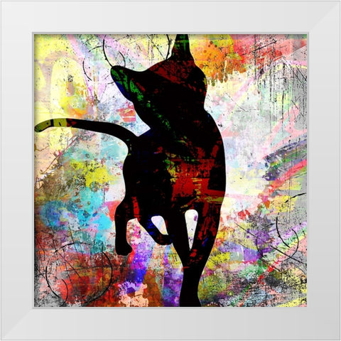 Playful Kitty 1 White Modern Wood Framed Art Print by LightBoxJournal