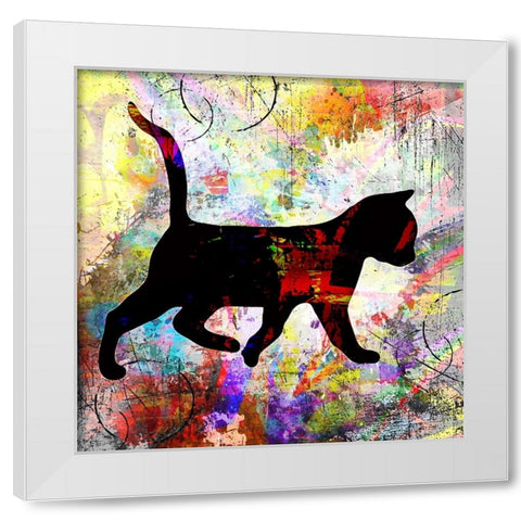 Playful Kitty 3 White Modern Wood Framed Art Print by LightBoxJournal