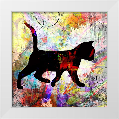 Playful Kitty 3 White Modern Wood Framed Art Print by LightBoxJournal