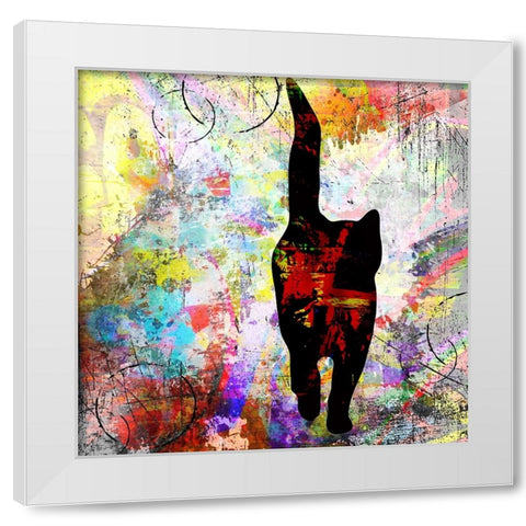 Playful Kitty 4 White Modern Wood Framed Art Print by LightBoxJournal