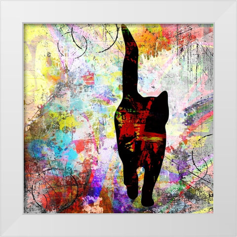Playful Kitty 4 White Modern Wood Framed Art Print by LightBoxJournal