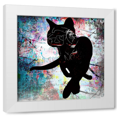 Playful Kitty 5 White Modern Wood Framed Art Print by LightBoxJournal