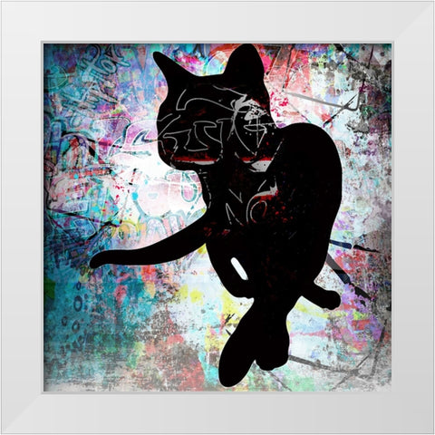 Playful Kitty 5 White Modern Wood Framed Art Print by LightBoxJournal