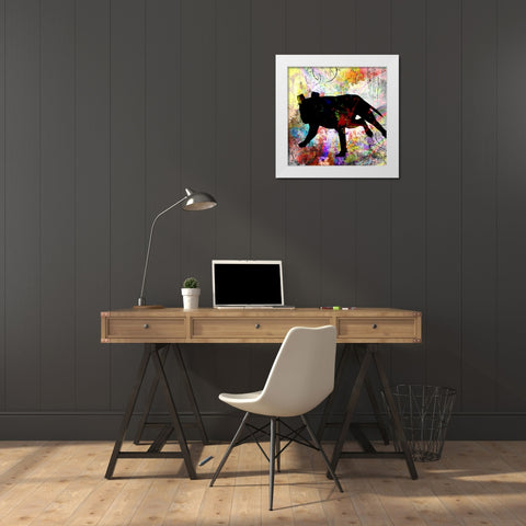 Playful Puppy 2 White Modern Wood Framed Art Print by LightBoxJournal