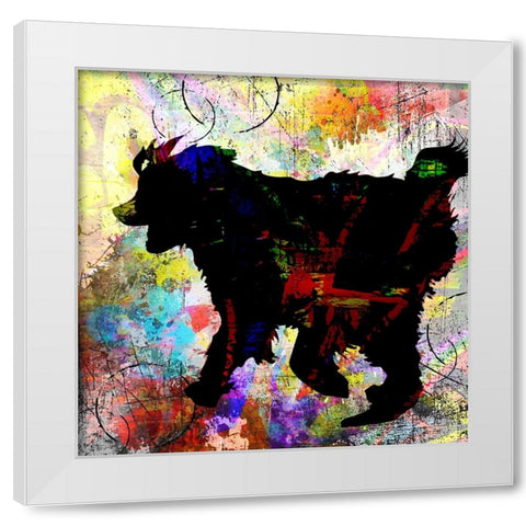 Playful Puppy 3 White Modern Wood Framed Art Print by LightBoxJournal