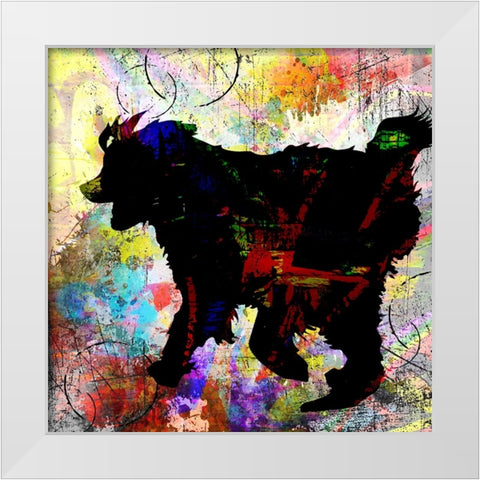 Playful Puppy 3 White Modern Wood Framed Art Print by LightBoxJournal