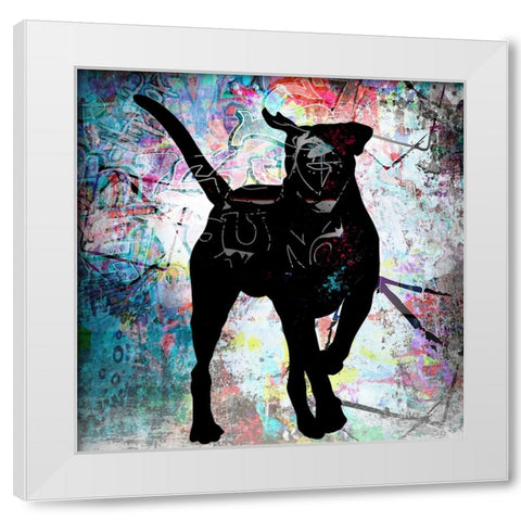 Playful Puppy 5 White Modern Wood Framed Art Print by LightBoxJournal