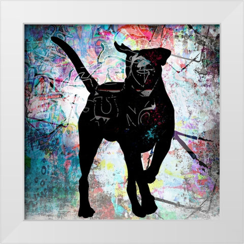 Playful Puppy 5 White Modern Wood Framed Art Print by LightBoxJournal