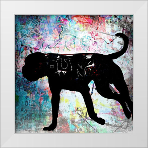 Playful Puppy 7 White Modern Wood Framed Art Print by LightBoxJournal