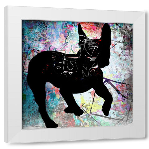 Playful Puppy 8 White Modern Wood Framed Art Print by LightBoxJournal