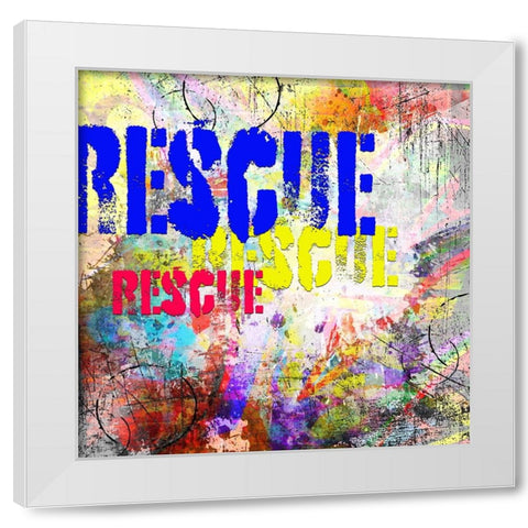 Playful Puppy Rescue Sign 1 White Modern Wood Framed Art Print by LightBoxJournal