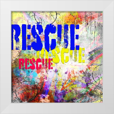 Playful Puppy Rescue Sign 1 White Modern Wood Framed Art Print by LightBoxJournal