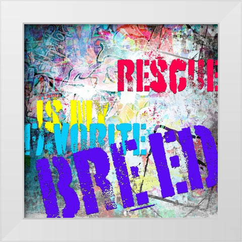 Playful Puppy Rescue Sign 2 White Modern Wood Framed Art Print by LightBoxJournal